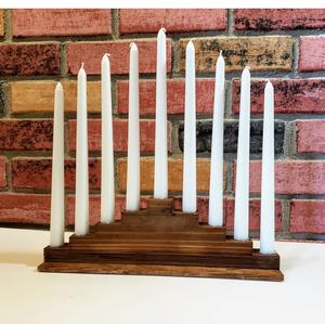 Stepped <b>Wooden</b> Menorah Hanukah Tiered Design Handmade Judaica Hanukkah Candle <b>Holder</b> Jewish Festival Religious Decor Traditional - Product Image 1