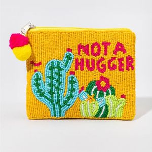กระเป๋าซิปปักลายกระบองเพชร Not A Hugger สีเหลืองผสมสีสัน กระเป๋าผ้าแคนวาสทรงสี่เหลี่ยมแบบลำลองสำหรับโปรโมชั่น - Product Image 1