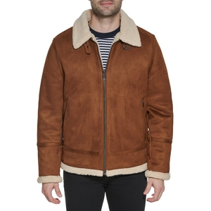 Men's Brown <b>Suede</b> <b>Leather</b> <b>Jacket</b> With Faux Fur Lining Zipper Closure Moto Biker Style Winter Warm <b>Jacket</b> Regular Fit For Sale - Product Image 2