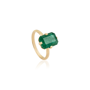 Fabricante Mayorista de Anillos de Compromiso de Oro Amarillo de 18K Hechos a Mano con Esmeralda de Una Sola Piedra, Joyería de Última Tendencia - Product Image 3