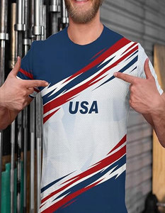 Camiseta de Baloncesto Sublimada de EE. UU. para Hombre, Manga Corta, Cuello Redondo, Malla Transpirable, Ropa Deportiva, Ajuste Regular para Adulto - Product Image 3
