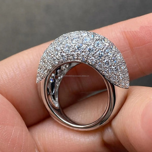 Cluster Moissanite Diamond Wide Band Micro Pave <b>Set</b> Wedding <b>Ring</b> 925 <b>Sterling</b> <b>Silver</b> Hip Hop Half Eternity Thick <b>Ring</b> for Men's - Product Image 5