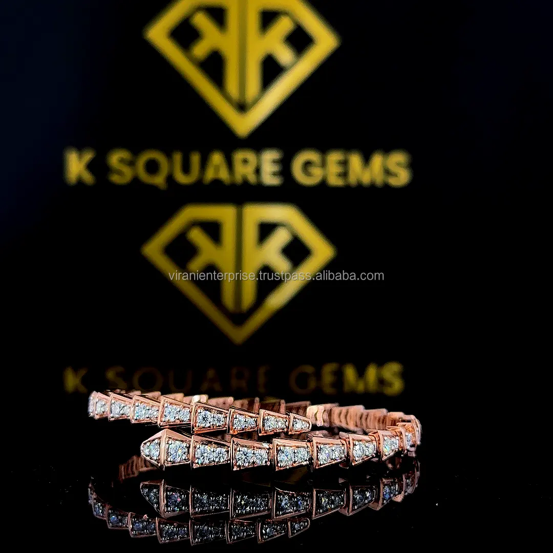 Gelang emas padat Moissanite pria, gelang berlian lab asli tumbuh 14k dengan kejernihan berlian eksklusif dan tampilan cantik