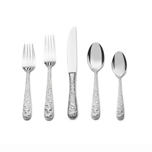 Ensemble de couverts en métal avec poignée gravée argentée pour la restauration, les hôtels et les cadeaux - Product Image 4