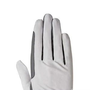 Gants de golf de haute qualité en cuir véritable, paume antidérapante, gants de sport unisexes, fermeture à enfiler, gris et blanc - Product Image 3