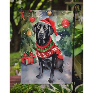 Labrador Retriever Drapeau de jardin de Noël Boîte aux lettres multicolore Bannière décorative de cour pour Patio Oeuvre d'art Lits de fleurs Panneaux de pelouse de cour - Product Image 3