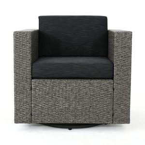 Sedia da Patio Girevole PUERTA MP1 con Cuscini, Singola, Mix Nero/Grigio Scuro, Elegante Sedia da Giardino - Product Image 3