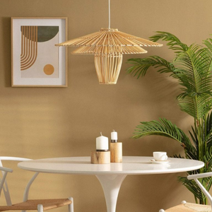 Luminaire de plafond en rotin avec design tressé à la main, matériau naturel et éclairage ambiant chaleureux, idéal pour la décoration intérieure - Product Image 5