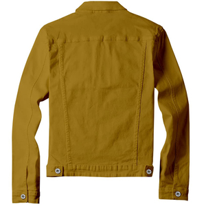 เสื้อแจ็คเก็ตผ้าแคนวาสสีมัสตาร์ดสำหรับผู้ชาย ปกคอปกแบบพับได้ ติดกระดุมด้านหน้า ทรงปกติ เสื้อคลุมสำหรับฤดูใบไม้ร่วง - Product Image 3