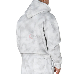 Sweat à capuche zippé personnalisé pour homme, 100% coton, grammage lourd, épaules tombantes, en molleton bouclette, écologique, avec logo personnalisé - Product Image 5