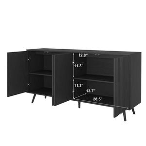 Credenza Lunga a 4 Ante in Legno, Mobile Buffet, Consolle, Bar Caffè, Armadietto Contenitore - Categoria Prodotti - Product Image 6