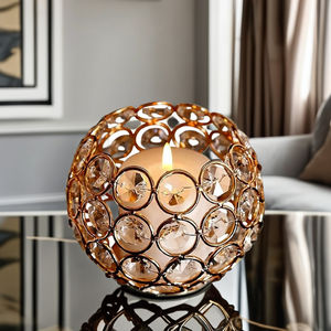 Bougeoir en métal cristal Photophore de table Bougeoir en verre décoratif Bougeoir en cristal de luxe Plaqué or Décoratif pour la maison - Product Image 1