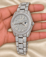 Raj Gems Jam Tangan Mewah Quartz dengan Casing Stainless Steel, Tali Jam Stainless Steel, Tampilan Tanggal, Analog, Unisex, 41mm, Tali 20mm, Kancing Tersembunyi, 3bar