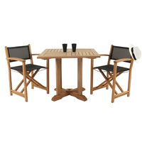 Ensemble de salle à manger comprenant une table pliante et des chaises en teck et tissu résistant, au design moderne et élégant