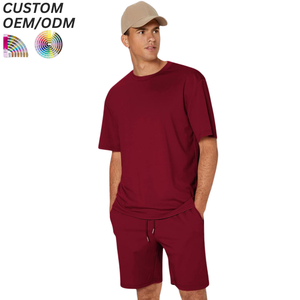 Ensemble deux pièces décontracté en tricot respirant pour homme, idéal pour l'été, avec support OEM/ODM pour logo personnalisé et marques en gros - Product Image 1