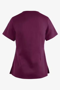 Women's Purple <b>Scrub</b> Top Short Sleeve Hospital Uniform Blouse Medical Workwear Stretch Fabric Woven 100% Polyester - Product Image 5