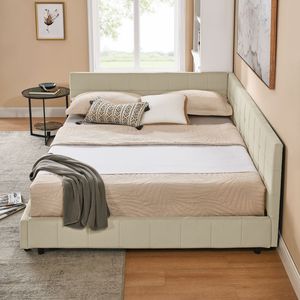 Letto Queen Size Imbottito con Schienale e Braccioli Confortevoli, Divano Letto Queen Size per Camera da Letto e Soggiorno - Product Image 4
