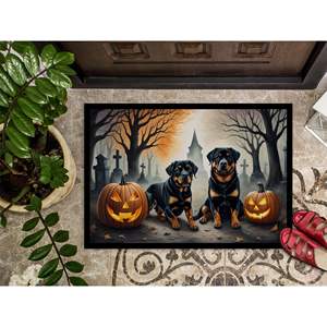 Rottweiler Spooky Halloween Doormat Non Slip Washable Low Pile 24H X 36W Indoor Outdoor Front <b>Door</b> <b>Mat</b> for Entryway - Product Image 3