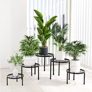 Black Round Metal Plant <b>Stand</b> with Decorative Top Indoor Flower <b>Pot</b> Holder for Living Room Balcony Home Décor - Product Image 3