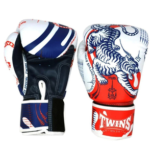 New Design Martial Arts Sparring Twins Boxing Gloves Red White Blue Digital Printing Adjustable <b>Strap</b> Closure Hand Grips Gloves - Product Image 3