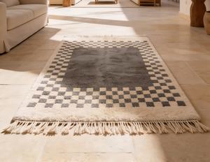 Beni Ourain-alfombra de estilo de diseño Simple, tapete Tribal de área marrón pálido, Alfombra tejida personalizada marroquí para suelo - Product Image 5