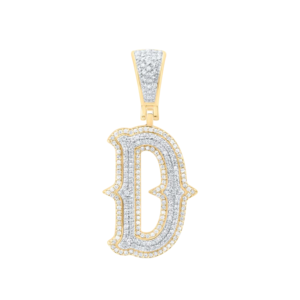 Colgante de Oro Amarillo de 10K con Diamante Genuino de Corte Redondo, Inicial D, 1.5 Pulgadas, 0.62 CT, Joyería Personalizada para Hombre - Product Image 2