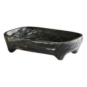 Porte-savon artisanal en résine, forme irrégulière, motif marbré noir, décoration d'intérieur, objet artisanal, support pour savon - Product Image 1