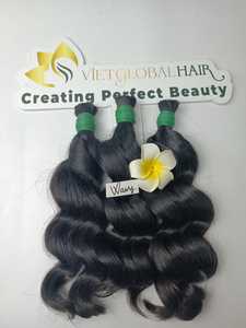 Venta al por mayor Envío Rápido Raw Mejor Calidad Natural Color Negro Ondulado Extensiones de Cabello a granel de Vietglobal Cabello - Product Image 4