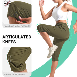Pantalon Capri pour femme de haute qualité avec taille à cordon, tissu léger et respirant, pantalon cargo d'été avec poche, léger - Product Image 5