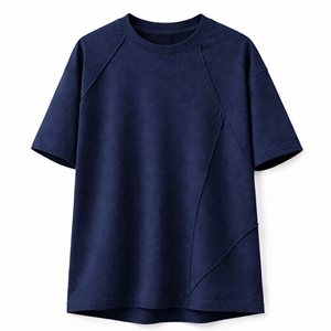 <b>Men's</b> Oversized Raglan Short Sleeve <b>T</b>-<b>Shirt</b> <b>Navy</b> <b>Blue</b> O-Neck Solid Knitted Streetwear Tee - Product Image 4