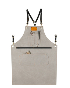 Delantal Profesional de Lona Encerada y Cuero Duradero con Cremallera y Tirantes Cruzados Ajustables para Chef, Barista, Barbero, Carpintero y Herramientas - Product Image 3