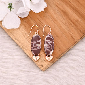 Boucles d'oreilles plaquées or rose à la mode, avec pierres précieuses Malinga Jasper, style bohème, vente en gros, fabricant - Product Image 2