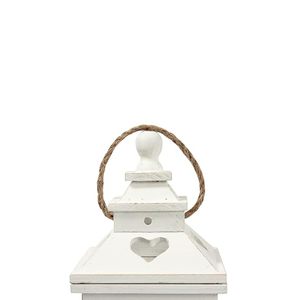 Farol Decorativo de Madera Blanco Estilo Rústico con Paneles de Vidrio para Decoración del Hogar y Bodas - Product Image 4
