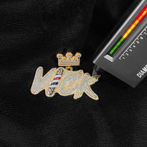Luxury moissanite barber logo pendant necklace <b>iced</b> <b>out</b> crown clipper design hip hop jewelry with cuban <b>chain</b> bold piece - Product Image 2