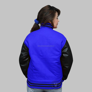 Veste universitaire en cuir de laine pour femmes, veste de baseball personnalisée OEM College Letterman, veste vierge personnalisée pour l'équipe et l'école, vente en gros - Product Image 3