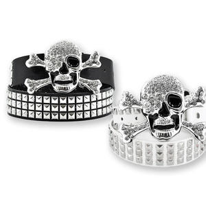 Cinturón de Estilo Punk con Cabeza de Calavera, Accesorio Personalizado con Incrustaciones de Pirámides, Cinturón para Mujer con Remaches y Cuentas Cuadradas - Product Image 2