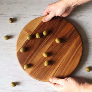 Wood Double Tier Rotating Tray Smooth-Spin Lazy Susan for <b>Tabletop</b> Spice Serving - Product Image 3