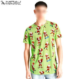 เสื้อยืดผ้าเนื้อนุ่มคุณภาพพรีเมียมรุ่นใหม่ล่าสุดลายธีมคริสต์มาสสำหรับผู้ชาย ระบายอากาศได้ดี คอวี ซับเหงื่อ แห้งเร็ว เหมาะสำหรับฤดูร้อน - Product Image 3