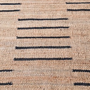 Luxury Beige Black Striped Jute Area <b>Rug</b> Handwoven Neutral <b>Boho</b> Farmhouse Carpet Woven Living Room Bedroom Entryway Floor Decor - Product Image 5
