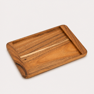 Premium Handcrafted Acacia Wood Serving Tray Eco-Friendly Rectangular Minimalist Platter For <b>Home</b> Decor Breakfast Coffee Table - Product Image 3