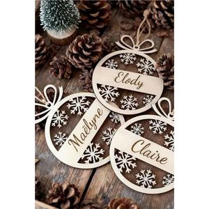 Décoration de Noël en bois découpé au laser en forme de flocon de neige, ornement suspendu pour sapin, acrylique ajouré, pour fêtes et événements, décoration du Nouvel An, vente en gros - Product Image 5