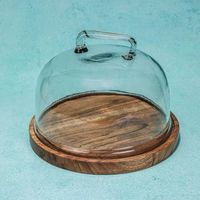 Support à gâteau rond en bois et acrylique, écologique, fait main, réutilisable, non toxique, avec couvercle en acrylique par Curio Craft
