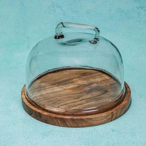Support à gâteau rond en bois et acrylique, écologique, fait main, réutilisable, non toxique, avec couvercle en acrylique par Curio Craft - Product Image 5
