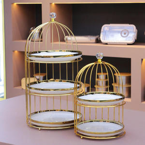 Vintage Style Gold Plated Iron Wire Mesh <b>Cake</b> <b>Stand</b> with <b>Marble</b> Plate Hot Luxury Vintage Style Best Cheap Low Price <b>Cake</b> Server - Product Image 2