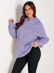 Sudadera informal extragrande con capucha para mujer, forrada, de manga larga, a rayas, de algodón, tela no tejida, transpirable, antipilling - Product Image 5