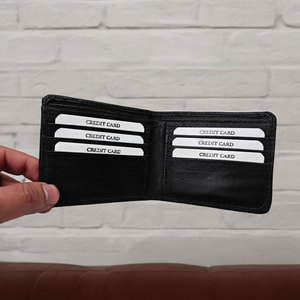 Portefeuille élégant en cuir de vachette pour homme, portefeuille en cuir à poils, fait main, design fin, portefeuille à deux volets, cuir durable - Product Image 6