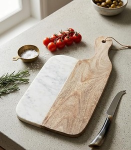 Tabla de cortar de mármol de alta gama con acabado de piedra natural hecha a mano y superficie duradera resistente a los arañazos para chefs caseros. - Product Image 5