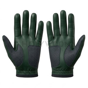 Green Genuine Leather Golf Gloves Full Finger Non-Slip Breathable Adjustable Wrist <b>Strap</b> Unisex Sports Model - Product Image 5