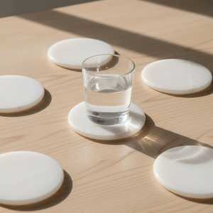 Posavasos Redondos de Mármol Pulido de Doble Cara, Juego de Posavasos Modernos Minimalistas para Bebidas - Product Image 5