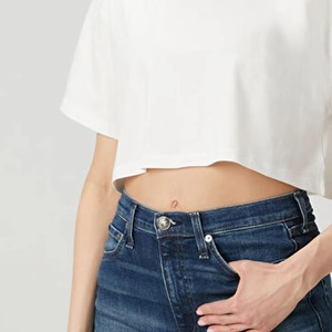 Camiseta Corta de Cuello Redondo Blanca para Mujer, Corte Holgado, 100% Algodón Jersey, Informal, para Primavera/Verano - Product Image 5
